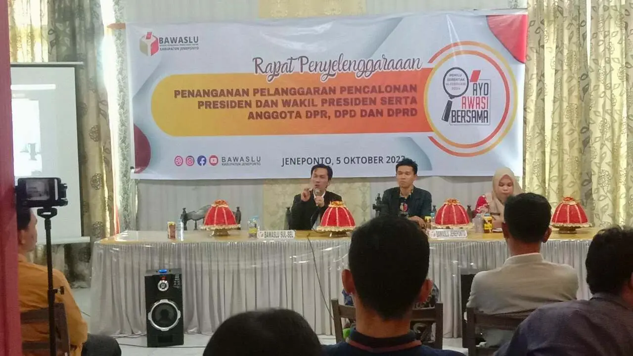 Bawaslu Jeneponto Gelar Rapat Penanganan Pelanggaran Pemilu dan Pilpres