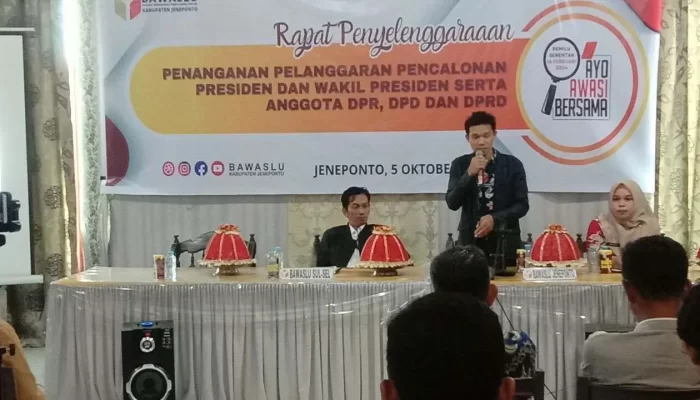 Bawaslu Jeneponto Gelar Rapat Penanganan Pelanggaran Pemilu dan Pilpres