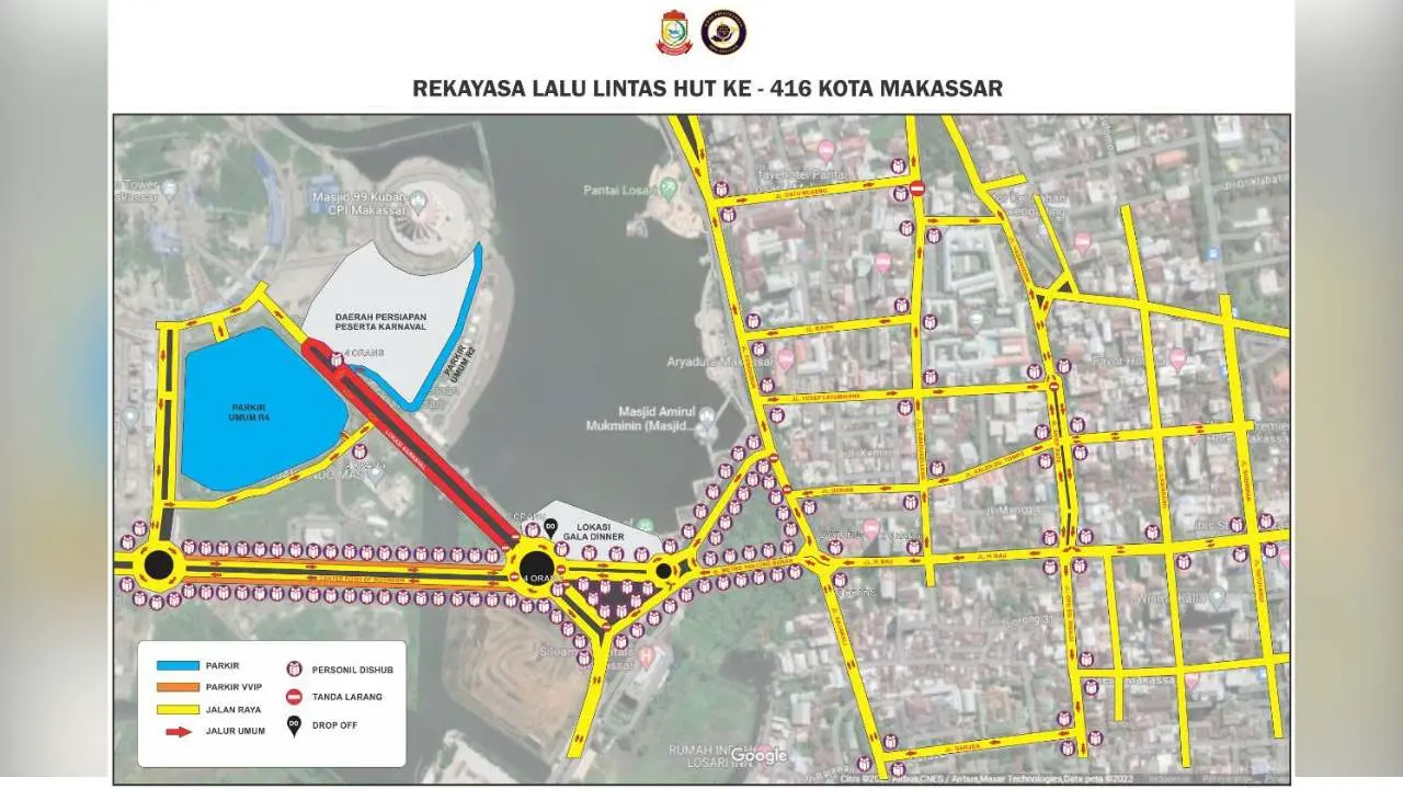 Dishub Makassar Gelar Rekayasa Lalin dan Siagakan Petugas di 17 Ruas Jalan pada Malam Puncak HUT
