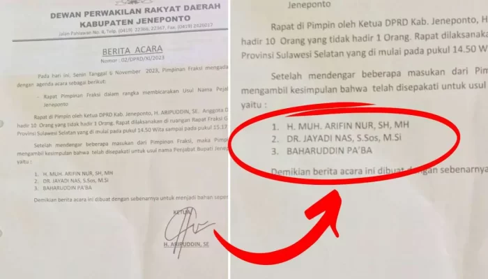 Hasil Rapat 8 Fraksi DPRD Jeneponto, Sekda Muh. Arifin Nur Menguat jadi Pj Bupati Jeneponto