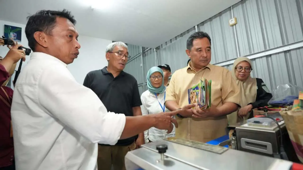 Didampingi Wakil Ketua DPRD Sulsel, Pj Gubernur Bahtiar Tinjau Pabrik Pengolahan Keripik Pisang Loka Sidenreng