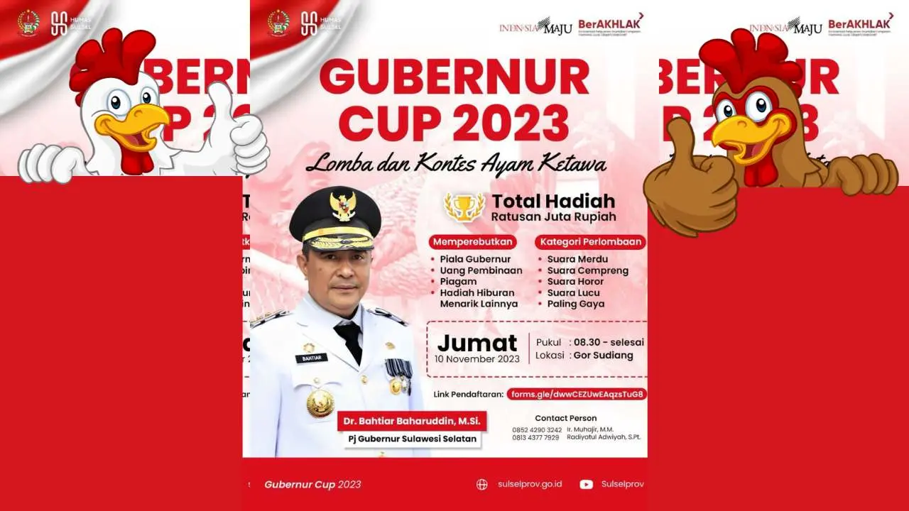 Yuk Ikutan Kontes Ayam Ketawa Perebutkan Piala Gubernur