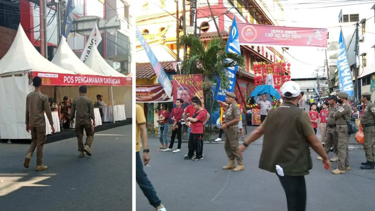 Puluhan Satpol PP Makassar Kawal Jappa Jokka Cap Go Meh 2024