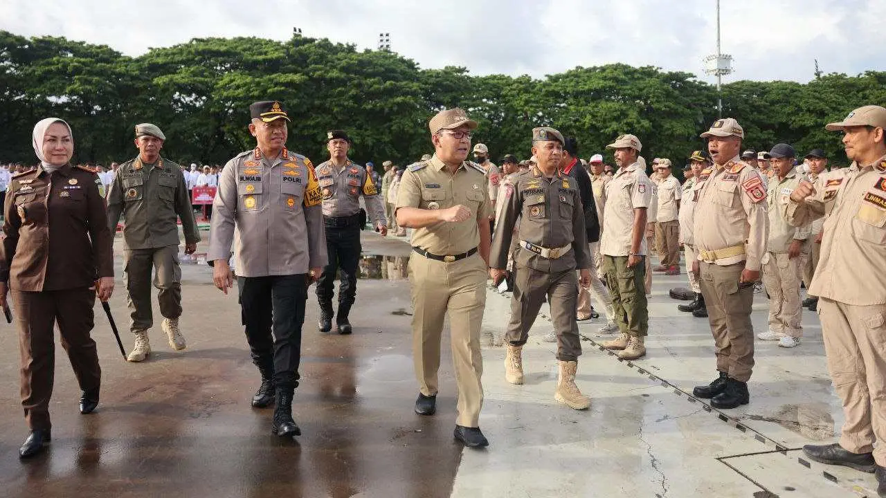 Ribuan Satlinmas-Satpol PP Siap Wujudkan Pemilu Damai-Berkualitas di Makassar