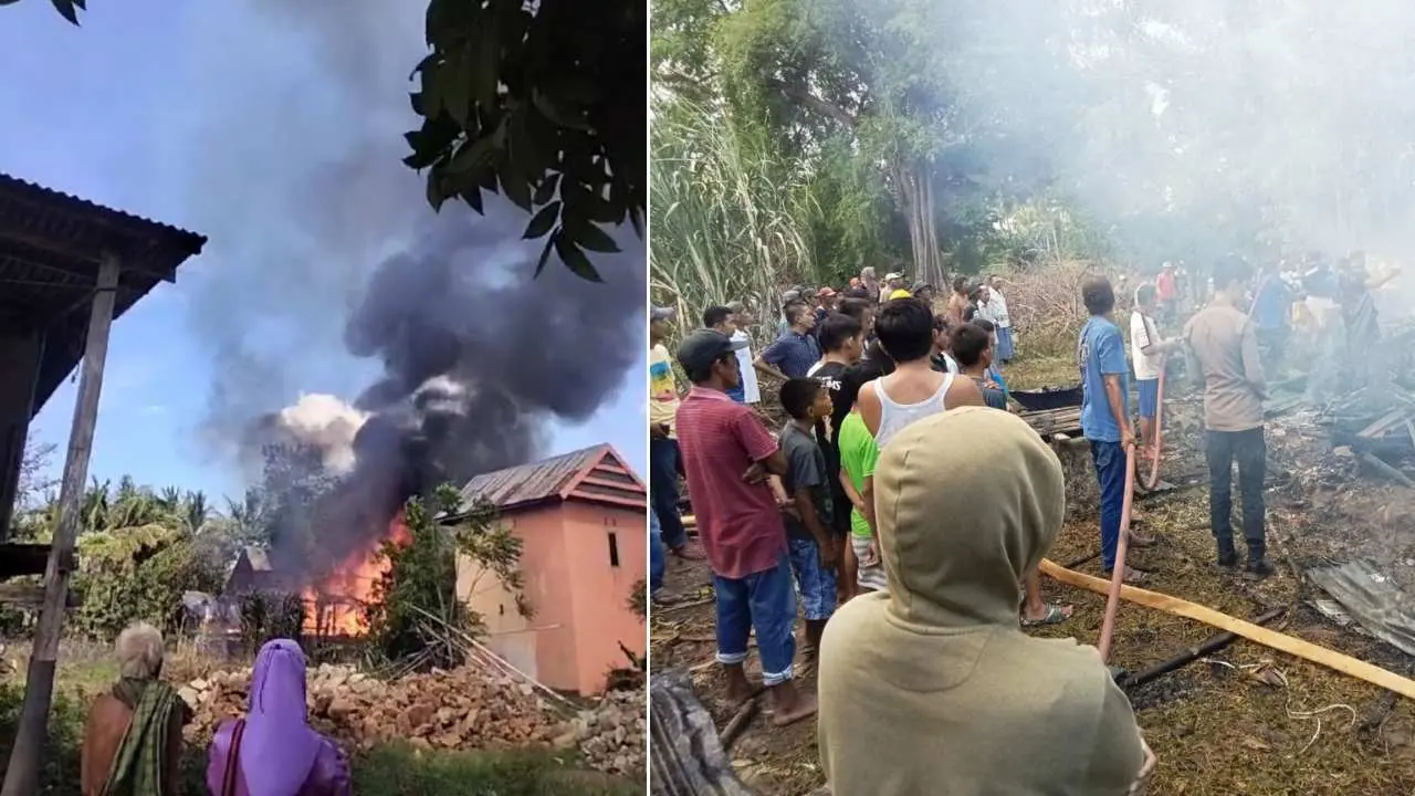 Ditinggal Penghuninya ke Pesta, 1 Unit Rumah Panggung di Desa Tuju Jeneponto Hangus Terbakar