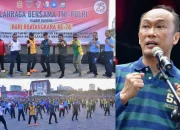 Pj Gubernur Sulsel Kompak Olahraga Bersama TNI-Polri dalam Rangka HUT Bhayangkara Ke-78