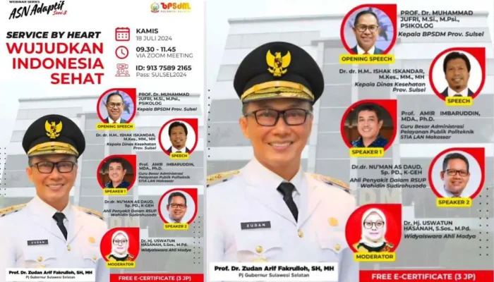 Yuk Ikuti Webinar Series ASN Adaptif Seri 3 oleh BPSDM Sulsel, Bahas Service by Heart, Wujudkan Indonesia Sehat