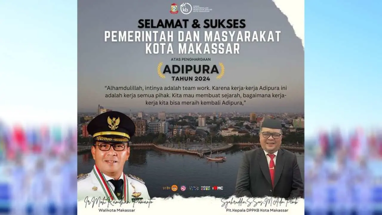 Plt Kepala DPPKB Ucapkan Selamat atas Penghargaan Adipura 2024 Pemkot Makassar