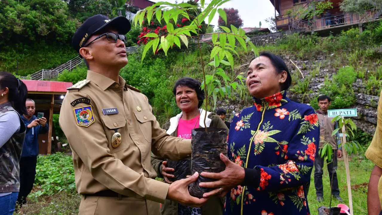 Penjabat Gubernur Prof Zudan Tanam Berbagai Jenis Bibit Pohon Di Negeri Atas Awan Lolai