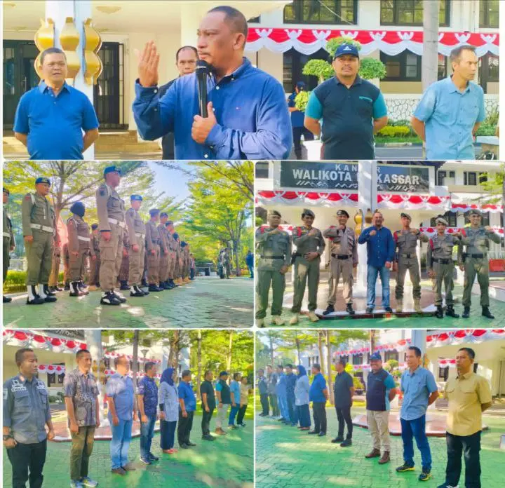 Pimpin Apel Pagi, Plt Kasatpol Makassar Tekankan Kedispilinan, Bersikap Baik, Humanis dalan Bertugas