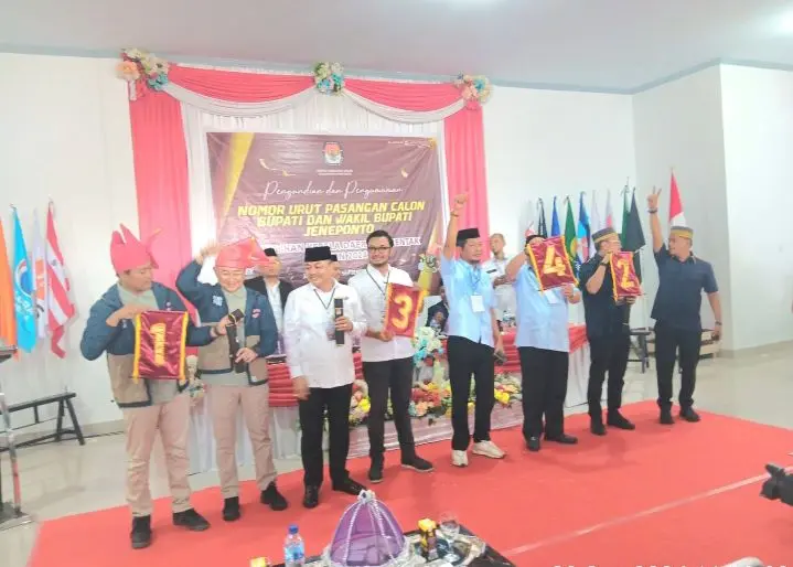 Setelah Dapat Nomor Urut, 4 Paslon Bupati dan Wakil Bupati Jeneponto Deklarasi Pilkada Damai 
