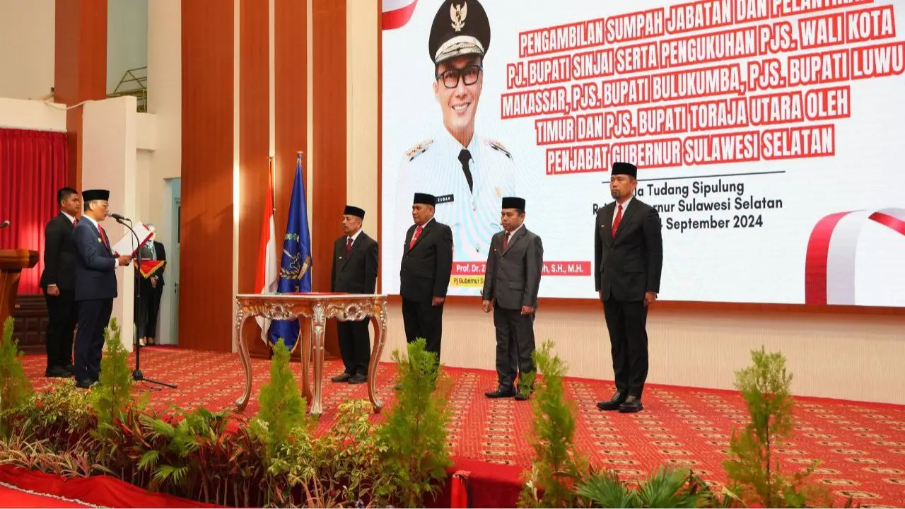 4 Pjs Kepala Daerah di Sulsel Dilantik Pj Gubernur, Prof Zudan Ingatkan Jangan Langgar Aturan