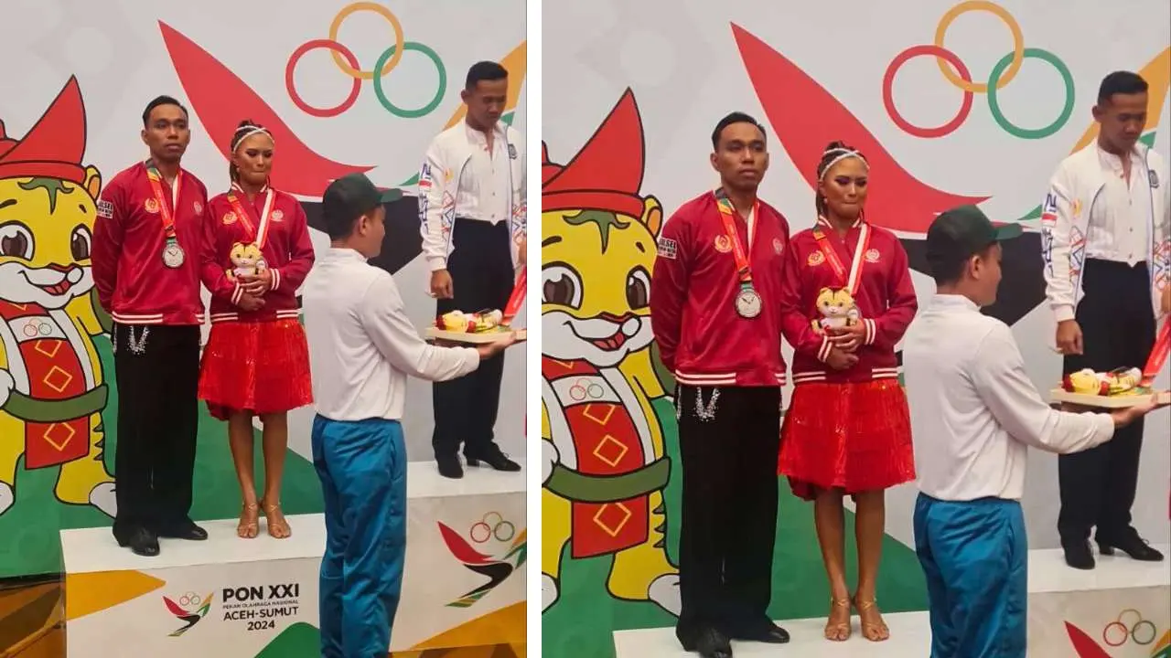Meski Cedera, Atlet Dansa Sulsel Bersaudara Ade Tri Putra Kadiaman dan Anastasya Kadiaman Raih Medali Perak