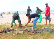 Peringati HUT TNI ke-79, Jajaran Kodim 1425 Jeneponto Bersih-bersih Pantai di Kelurahan Pabiringa
