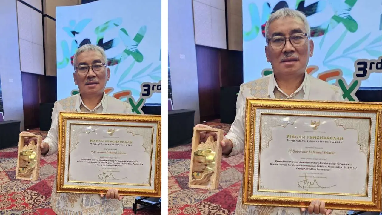 Pj Gubernur Sulsel Prof Zudan Terima Penghargaan Perkebunan Indonesia 2024