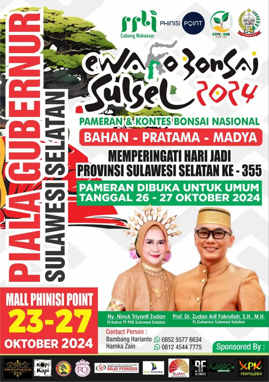 Dinas TPH-Bun Sulsel Adakan Kontes Bonsai Meriahkan HUT Sulsel Ke-355