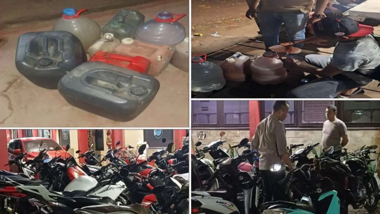 Polsek Biringkanaya Amankan 250 Liter Ballo dan Puluhan Motor berknalpot Brong