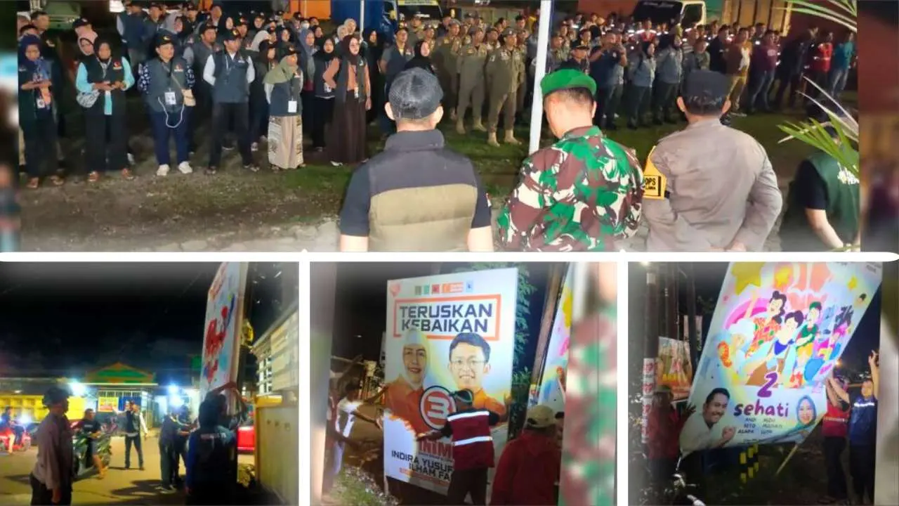 Kawal Masa Tenang, Polsek Manggala dan Tripika Tertibkan Alat Peraga Kampanye