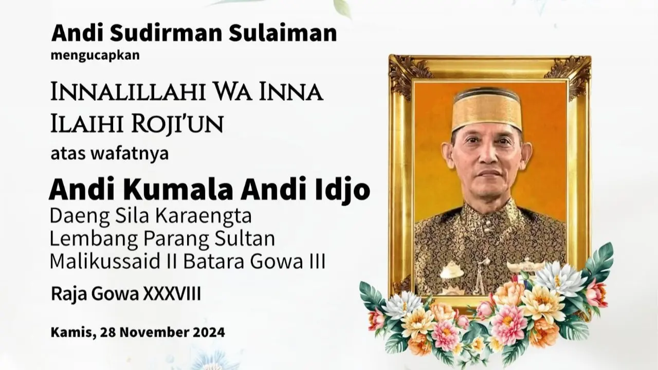 Andi Sudirman Sampaikan Belasungkawa atas Wafatnya Raja Gowa ke-38
