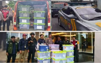 Polisi Kawal Dokumen Hasil Pleno PPK se-Kota Makassar ke Lokasi Pleno KPU