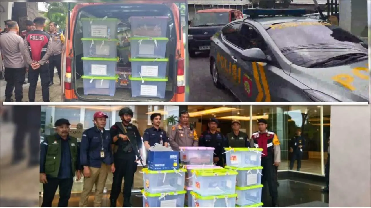 Polisi Kawal Dokumen Hasil Pleno PPK se-Kota Makassar ke Lokasi Pleno KPU