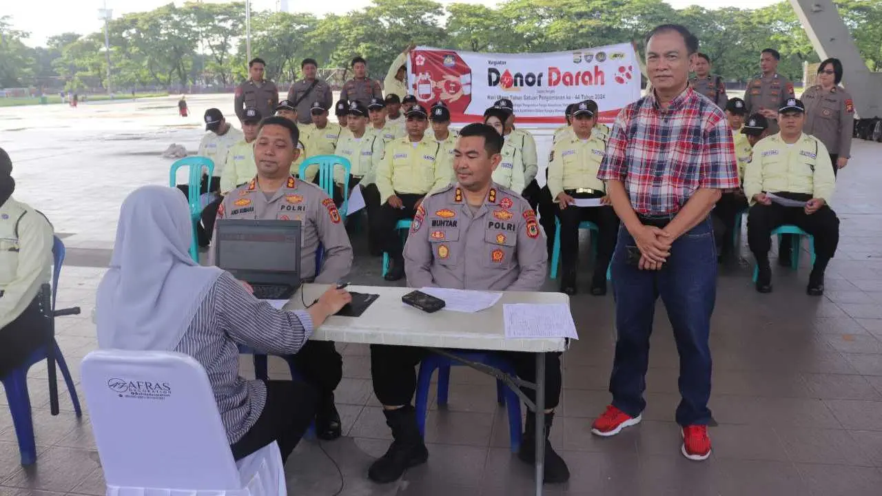 HUT Satpam ke-44 Tingkat Polda Sulsel Gelar Donor Darah Diikuti 228 Personel