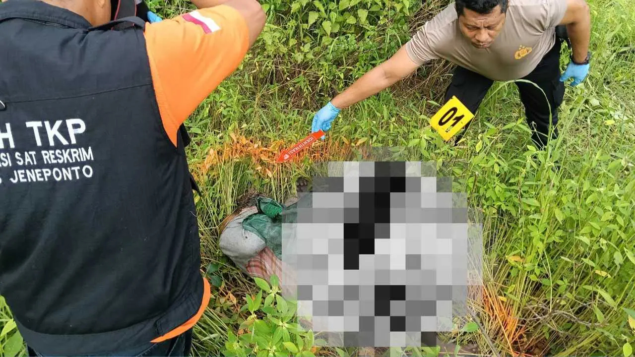Warga Kola-kolasa Jeneponto Digegerkan Penemuan Sesosok Mayat Wanita di Persawahan