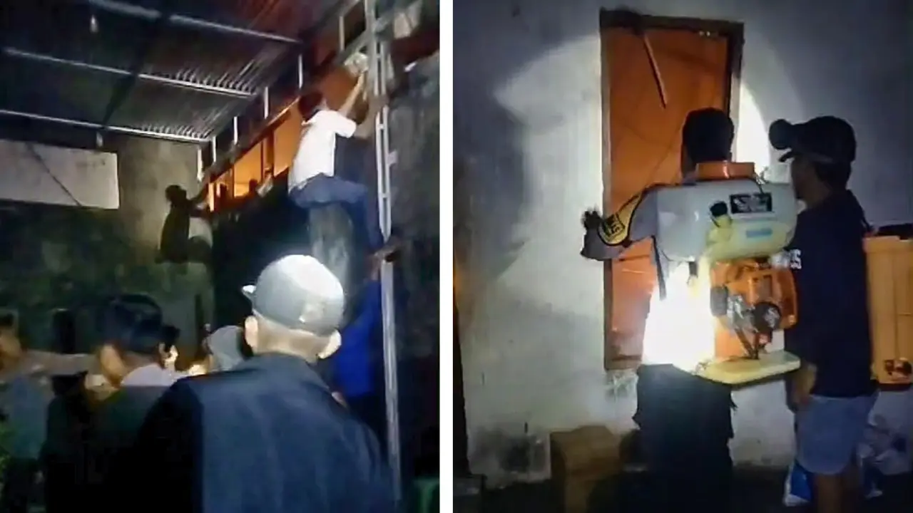 Polsek Bangkala Jeneponto bersama Warga Padamkan Kobaran Api di Rumah Sinar Daeng Caya di Desa Barana
