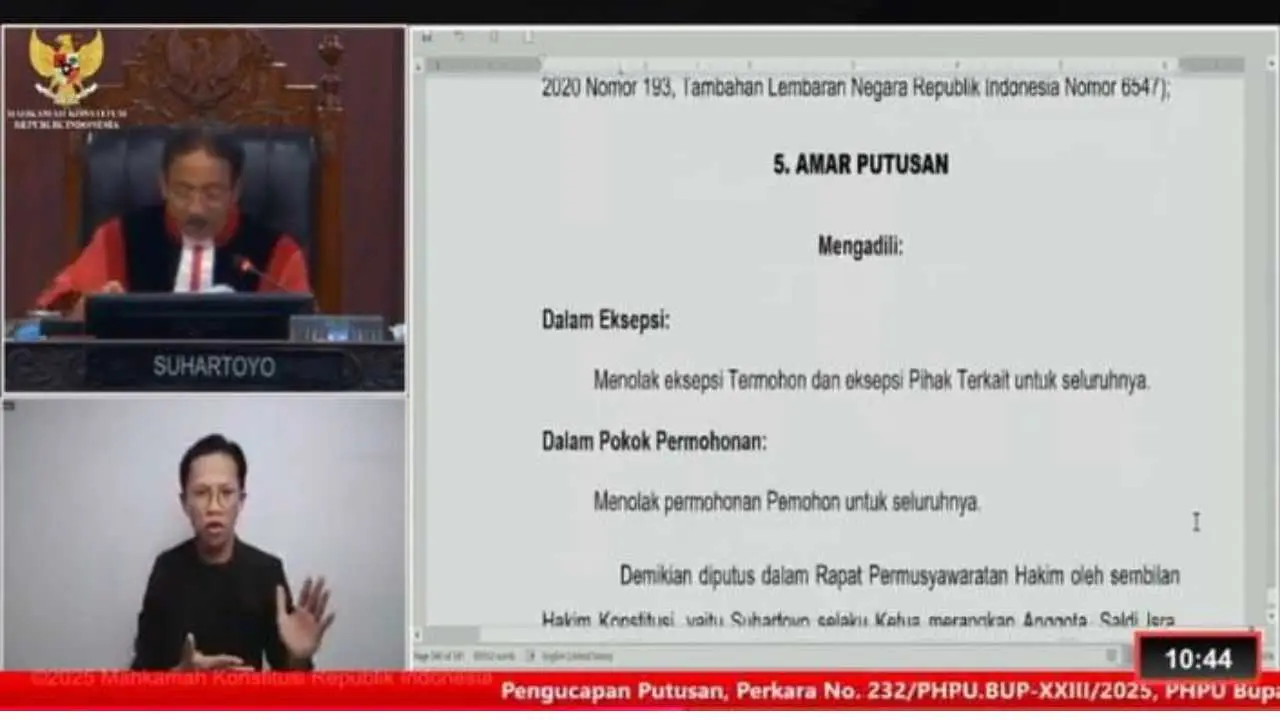 MK Resmi Tolak Gugatan Paslon Nomor 3, Paris Yasir-Islam Iskandar jadi Bupati dan Wabup Jeneponto Periode 2025-2030