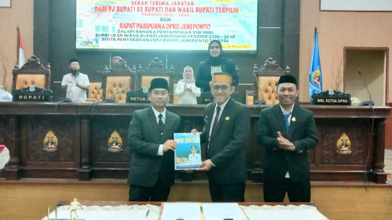 Sertijab Pj Bupati ke Bupati dan Wabup Jeneponto Periode 2025-2030 dan Pemaparan Visi Misinya di Depan DPRD