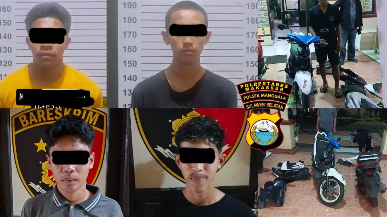 Empat Remaja Nekat Curi Motor di Pasar Jongkok, Dibekuk di Maros