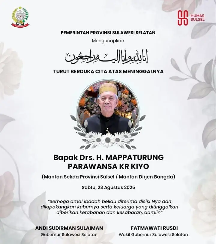 Gubernur Sulsel Lepas Jenazah Mantan Sekprov Mappatoeroeng Parawansa