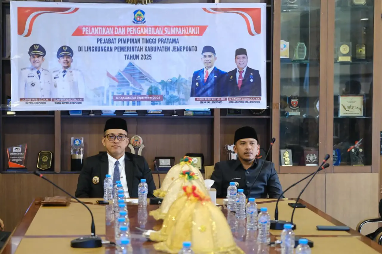 Lantik 4 Pejabat Pimpinan Tinggi Pratama, Ini Pesan Bupati Jeneponto 