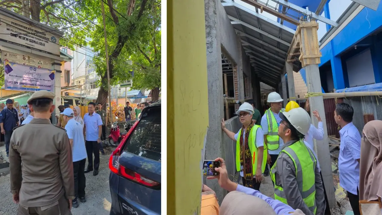 Wamen Dikdasmen Tinjau SMPN 53 Makassar, Pastikan Fasilitas Pendidikan Layak