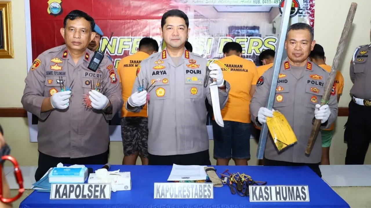 Polrestabes Makassar Amankan Lima Pelaku Tawuran Geng Motor