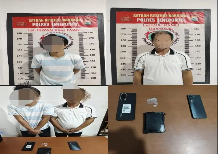 Tiga Pelaku Jaringan Pengedar Narkoba Lintas Daerah Dibekuk Tim Satreskoba Polres Jeneponto 