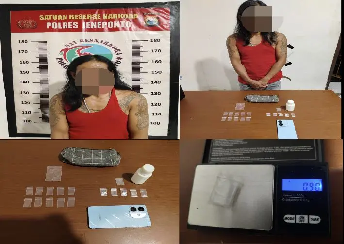 Tiga Pelaku Jaringan Pengedar Narkoba Lintas Daerah Dibekuk Tim Satreskoba Polres Jeneponto 