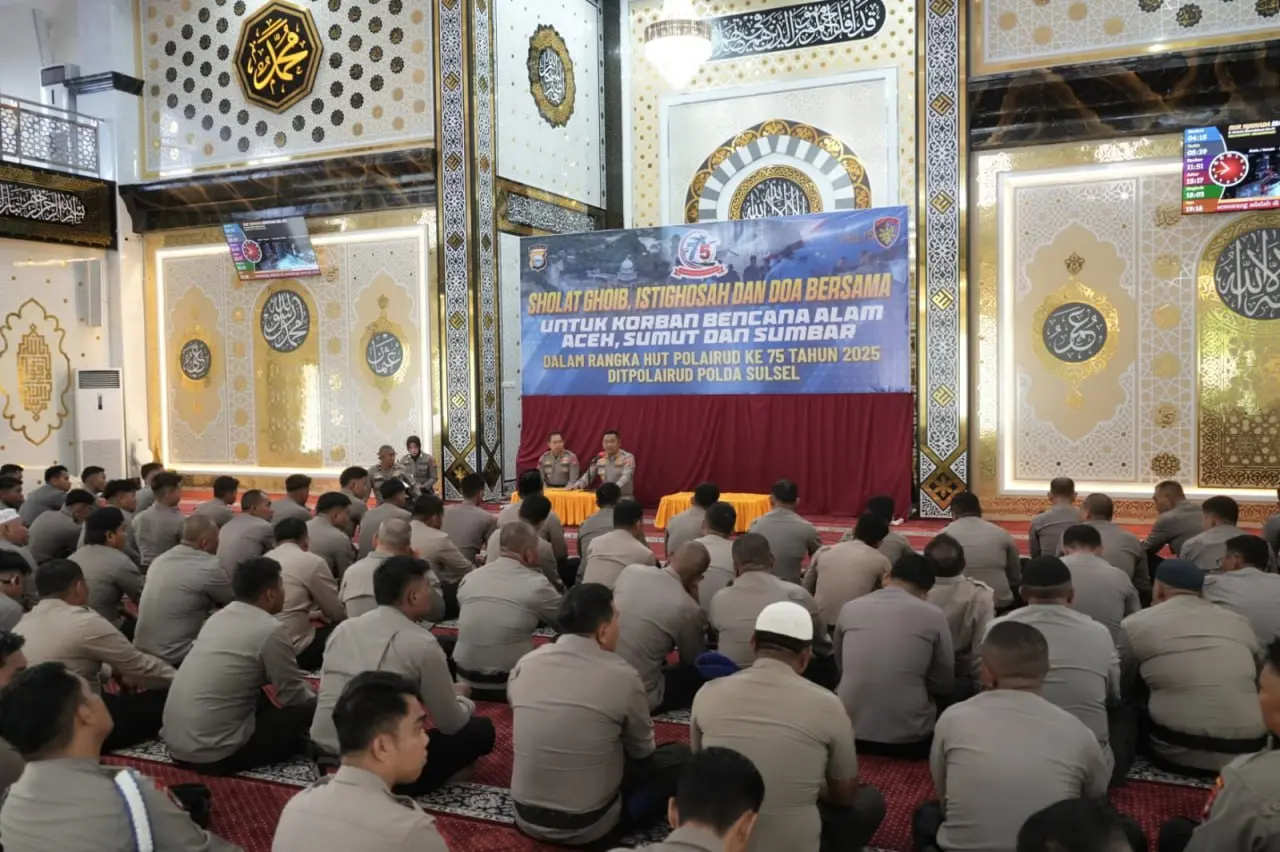 Dit Polairud Polda Sulsel Lakukan Istighosah Serentak, Doakan Korban Bencana di Sumatera