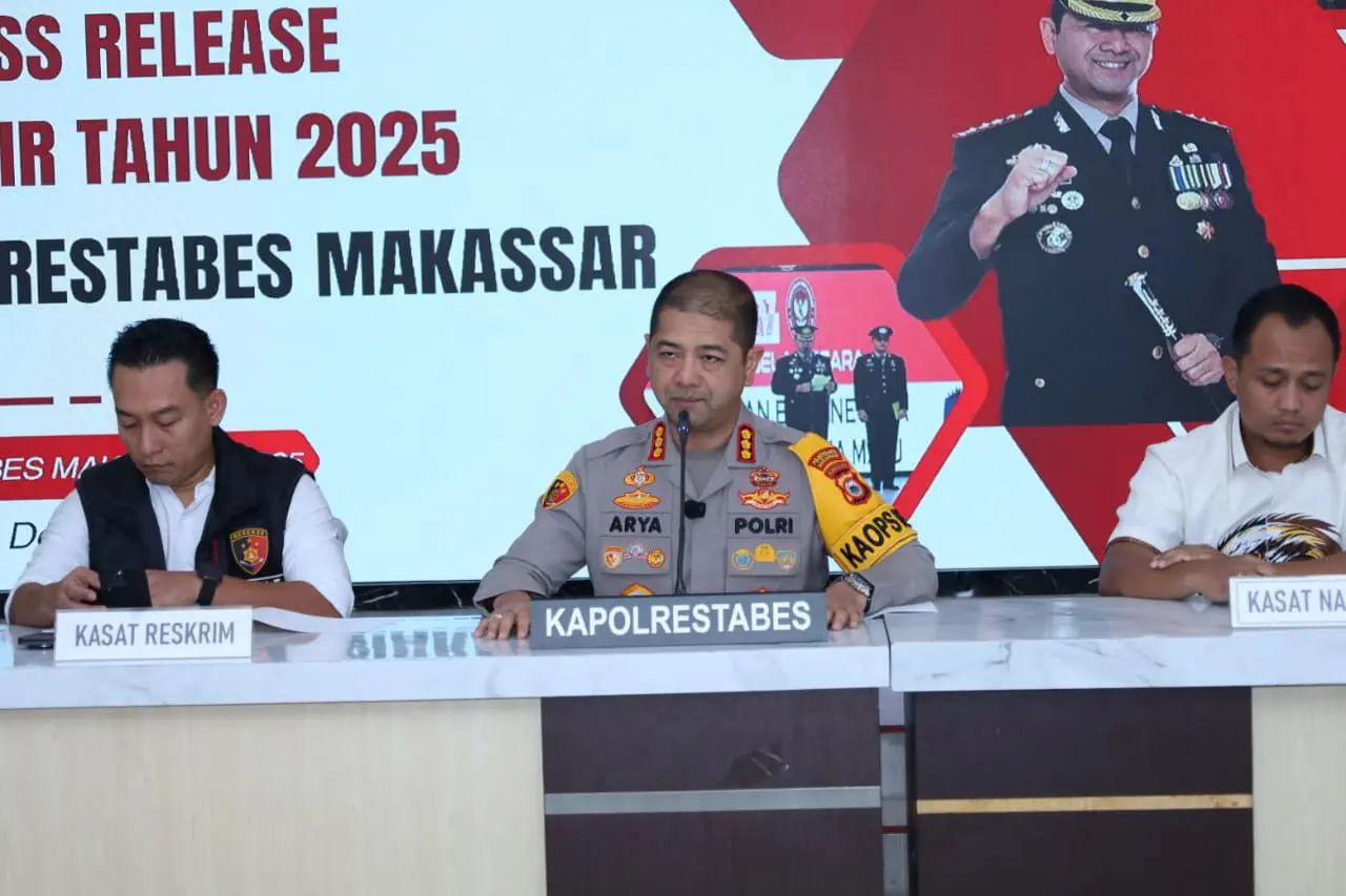 Polrestabes Makassar Catat Penurunan Kriminalitas Sepanjang 2025