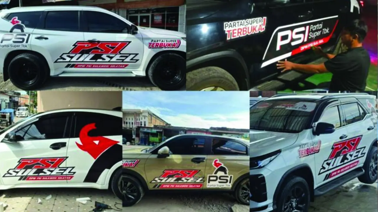 Jelang Rakernas PSI, Ratusan Mobil di Sulsel Bergambar Kaesang dan Muamar Gandi
