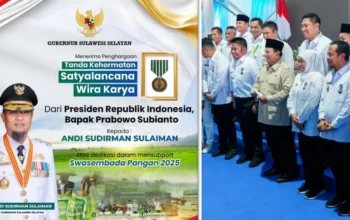 Andi Sudirman Terima Satyalancana Wira Karya dari Presiden Prabowo