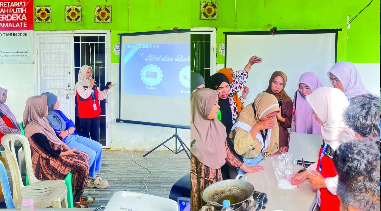 Mahasiswa KKN Unhas Olah Minyak Jelantah Jadi Lilin Aromaterapi di Tanjung Merdeka