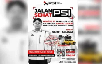 PSI Sulsel Gelar Jalan Sehat di Pantai Losari 1 Februari, Hadiah Rumah hingga Mobil Menanti Peserta
