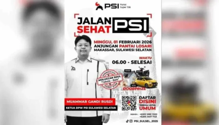 PSI Sulsel Gelar Jalan Sehat di Pantai Losari 1 Februari, Hadiah Rumah hingga Mobil Menanti Peserta
