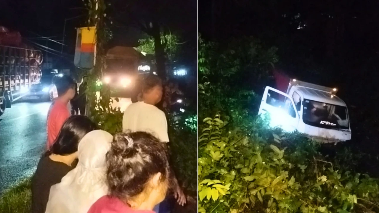 Mobil Mini Box Terperosok di Jalan Poros Bantimurung Maros, Sopir Dievakuasi Warga