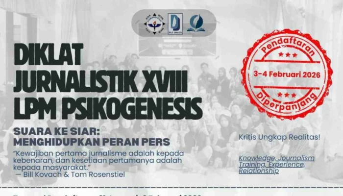 LPM Psikogenesis UNM Gelar Diklat Jurnalistik XVIII, Pendaftaran Diperpanjang hingga 4 Februari