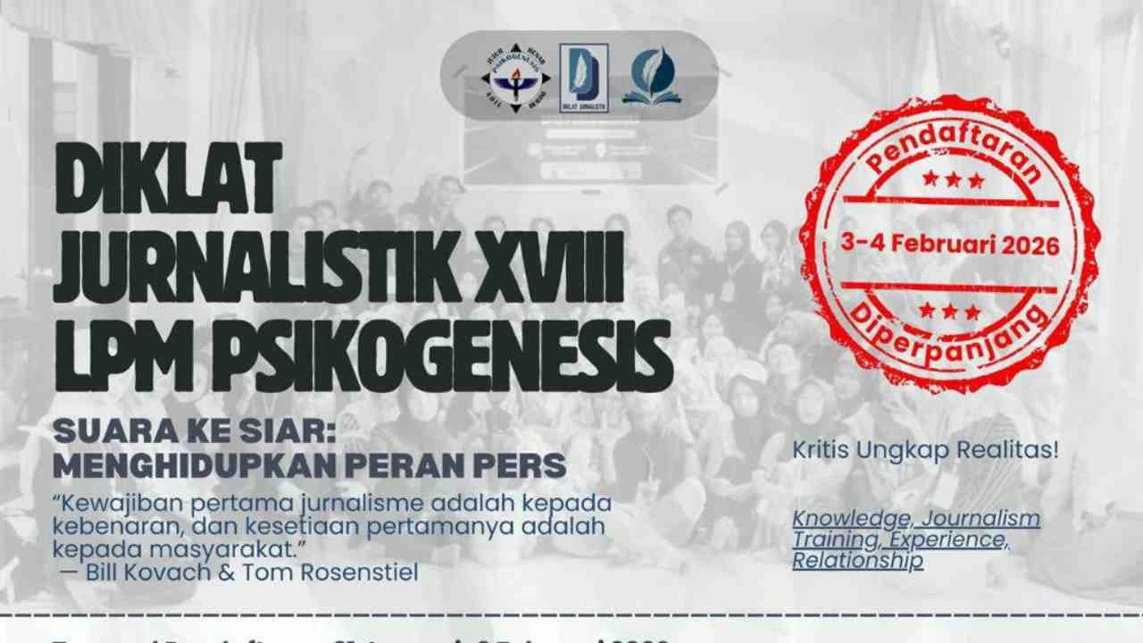 LPM Psikogenesis UNM Gelar Diklat Jurnalistik XVIII, Pendaftaran Diperpanjang hingga 4 Februari