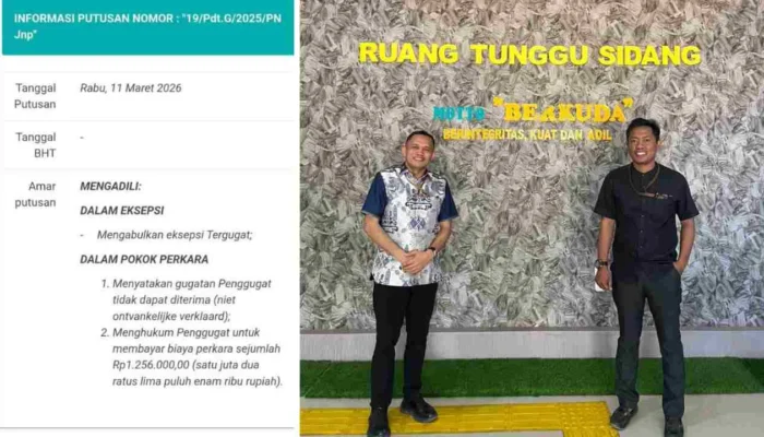 Eksepsi Tergugat RSUD Lanto Daeng Pasewang Dikabulkan, PN Jeneponto Putus Gugatan CV. Ahnaf Ditolak
