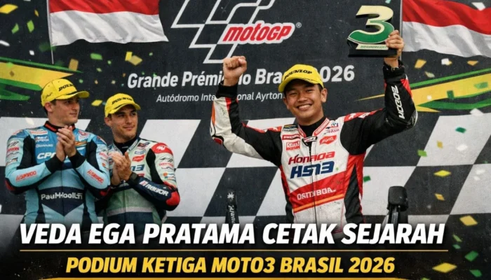 Veda Ega Pratama Cetak Sejarah, Raih Podium Perdana Indonesia di Moto3 Brasil 2026