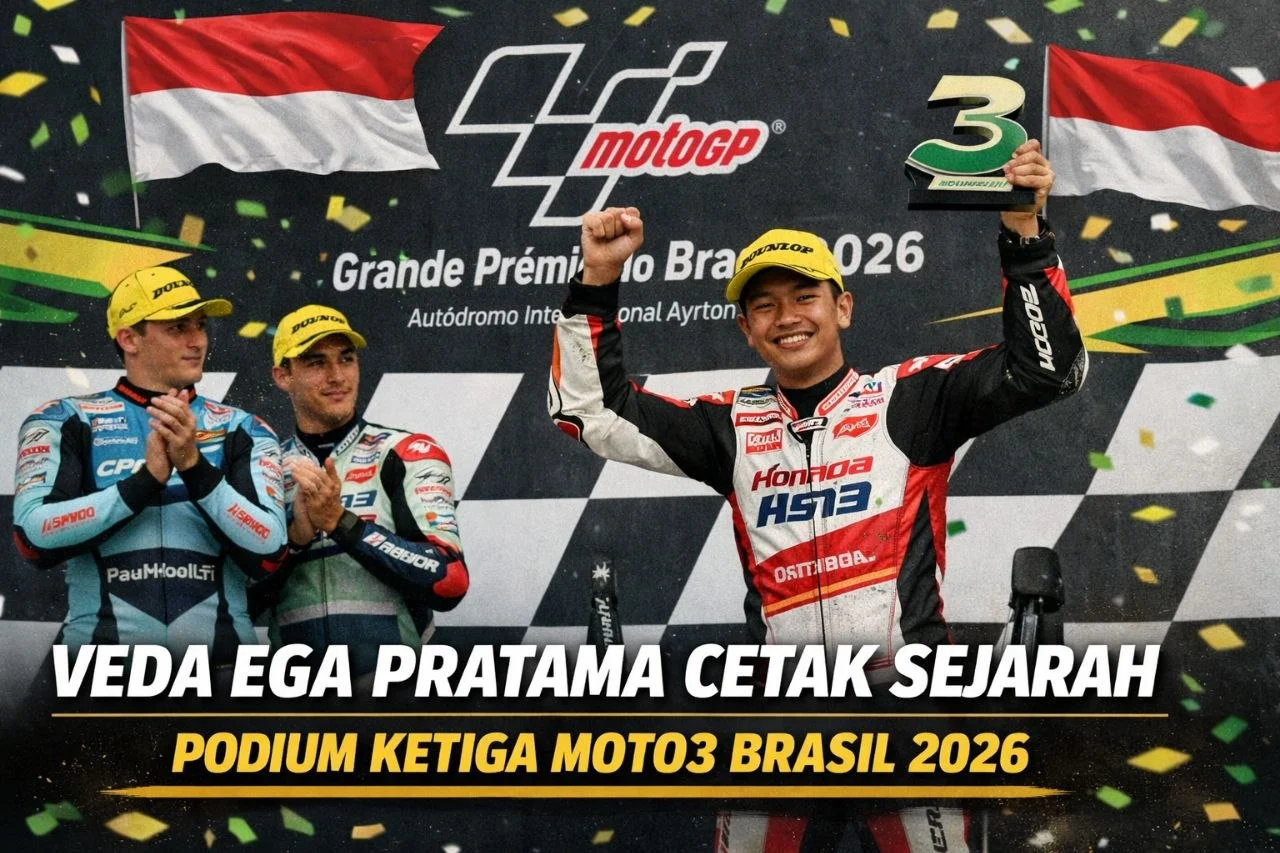 Veda Ega Pratama Cetak Sejarah, Raih Podium Perdana Indonesia di Moto3 Brasil 2026